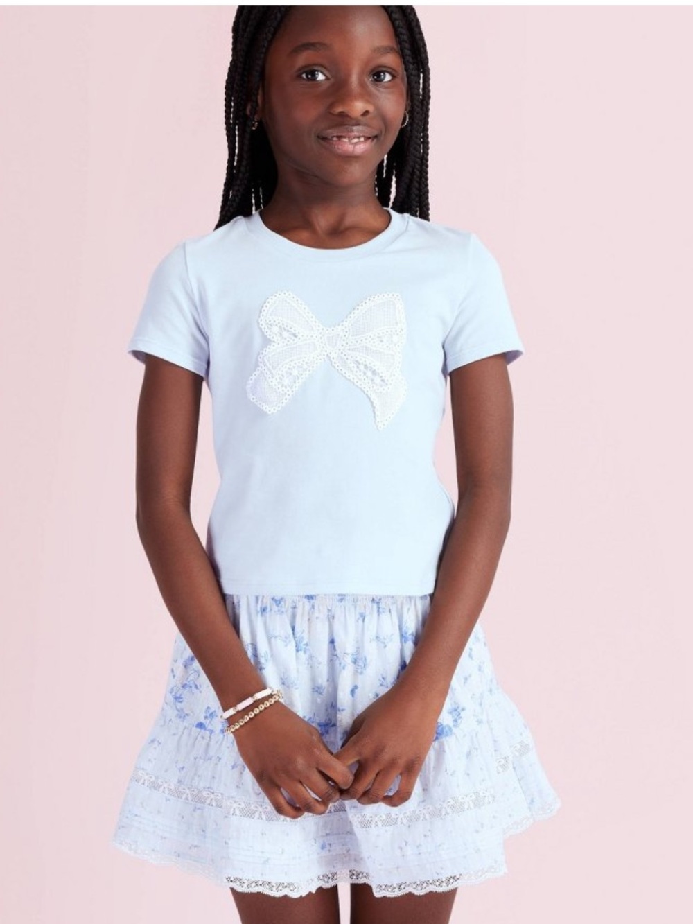 LoveShackFancy x Target Maeve Bow Appliqué Tee Girls Size S NWT Limited Edition
